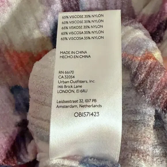 Anthropologie Pilcro Purple Floral Ribbed Velvet Shirt Women's M Mock Neck NEW - Picture 7 of 7